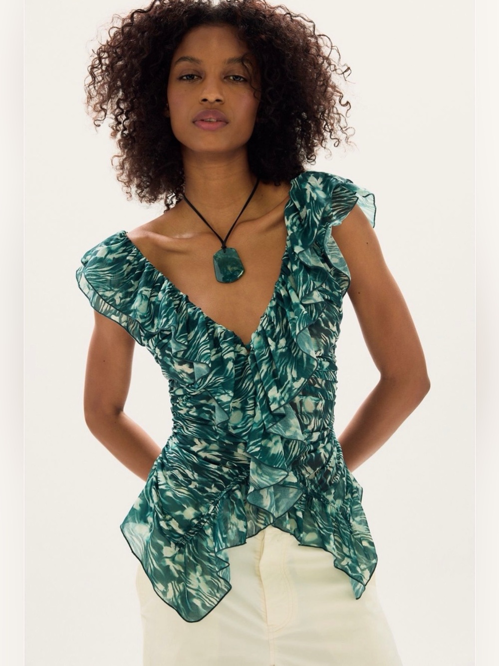 🇺🇸Firm price🇺🇸Free people Blythe Ruffle Top in Sepia Clay